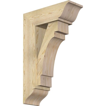 Ekena Millwork Merced Traditional Rough Sawn Bracket w/ Offset Brace, Douglas Fir, 8"W x 22"D x 34"H BKT0806X22X34MRC01RDF